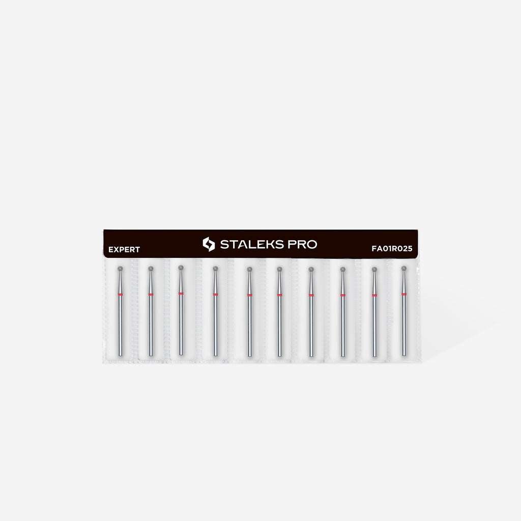 Staleks - Diamond nail drill bit ball red EXPERT head diameter 2,5 mm