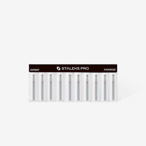 Staleks - Diamond nail drill bit ball red EXPERT head diameter 2,5 mm