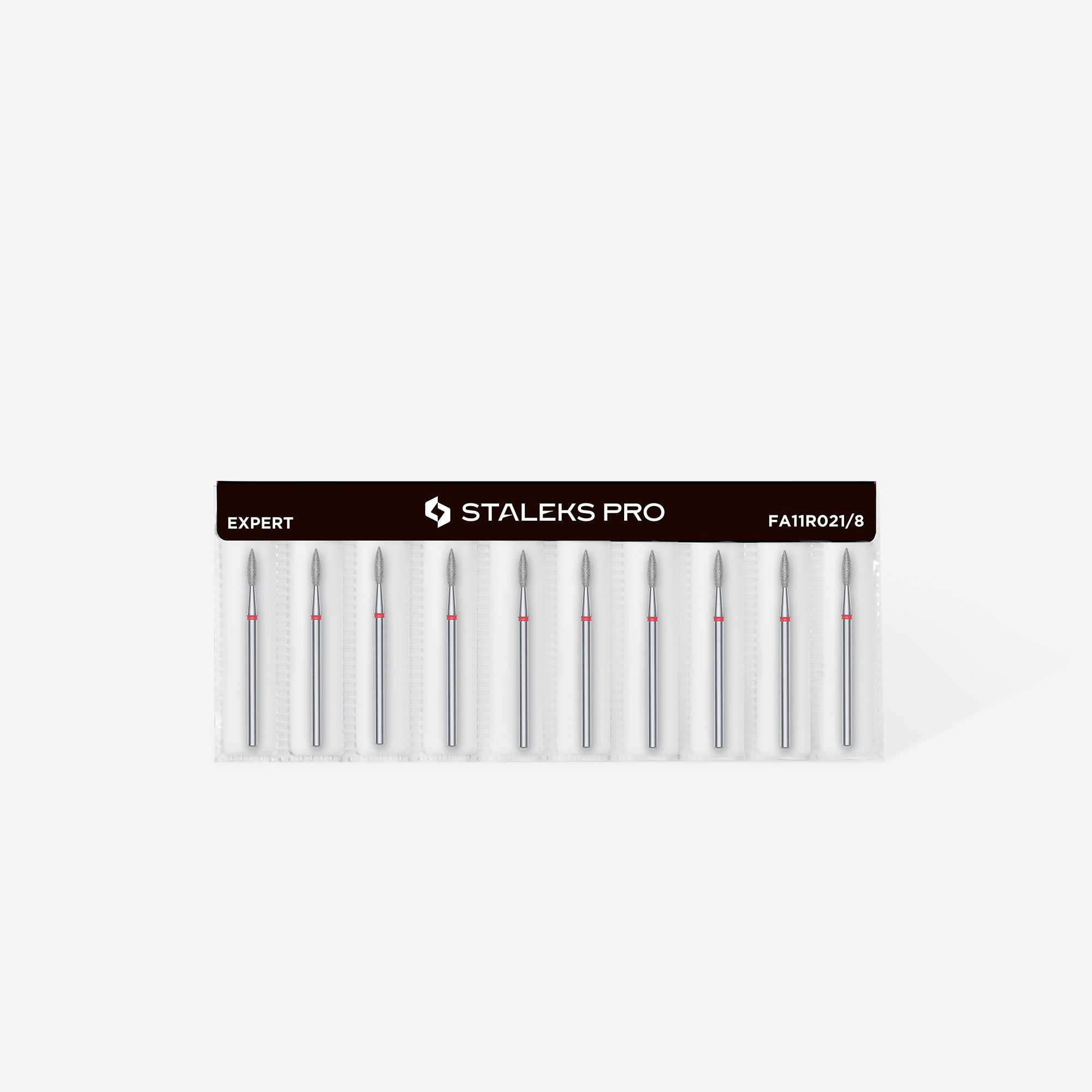 Staleks - Diamond nail drill bit pointed flame red EXPERT head diameter 2,1 mm / working part 8 mm