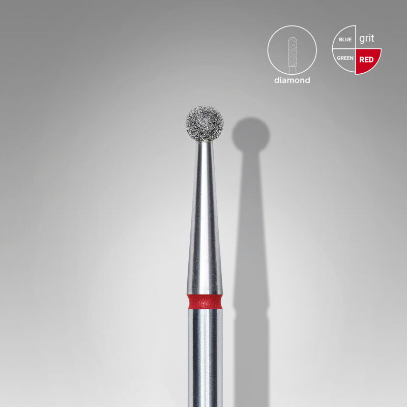 Staleks - Diamond nail drill bit ball red EXPERT head diameter 2,5 mm