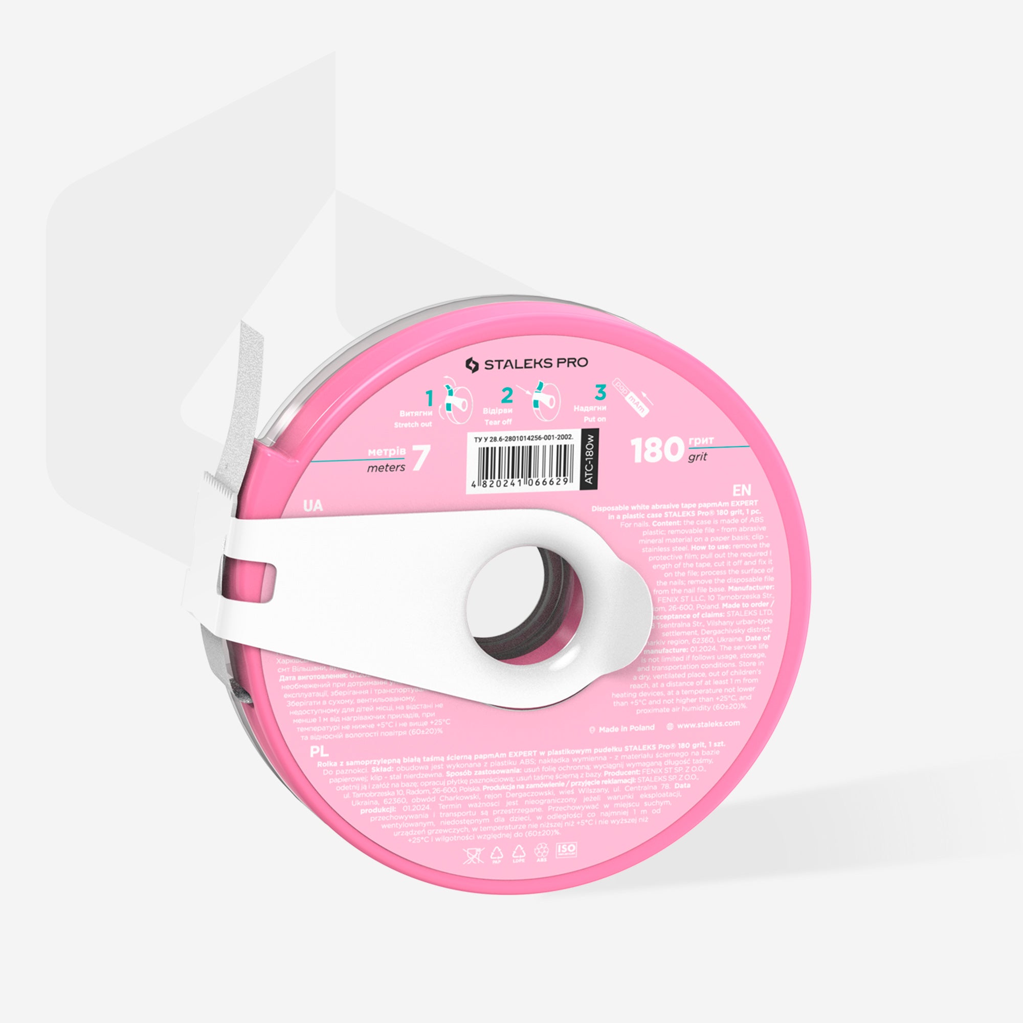 Staleks - Disposable white abrasive tape papmAm EXPERT 180 grit in a plastic case
