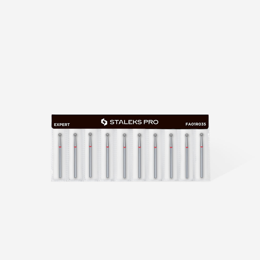Staleks - Diamond nail drill bit ball red EXPERT head diameter 3,5 mm