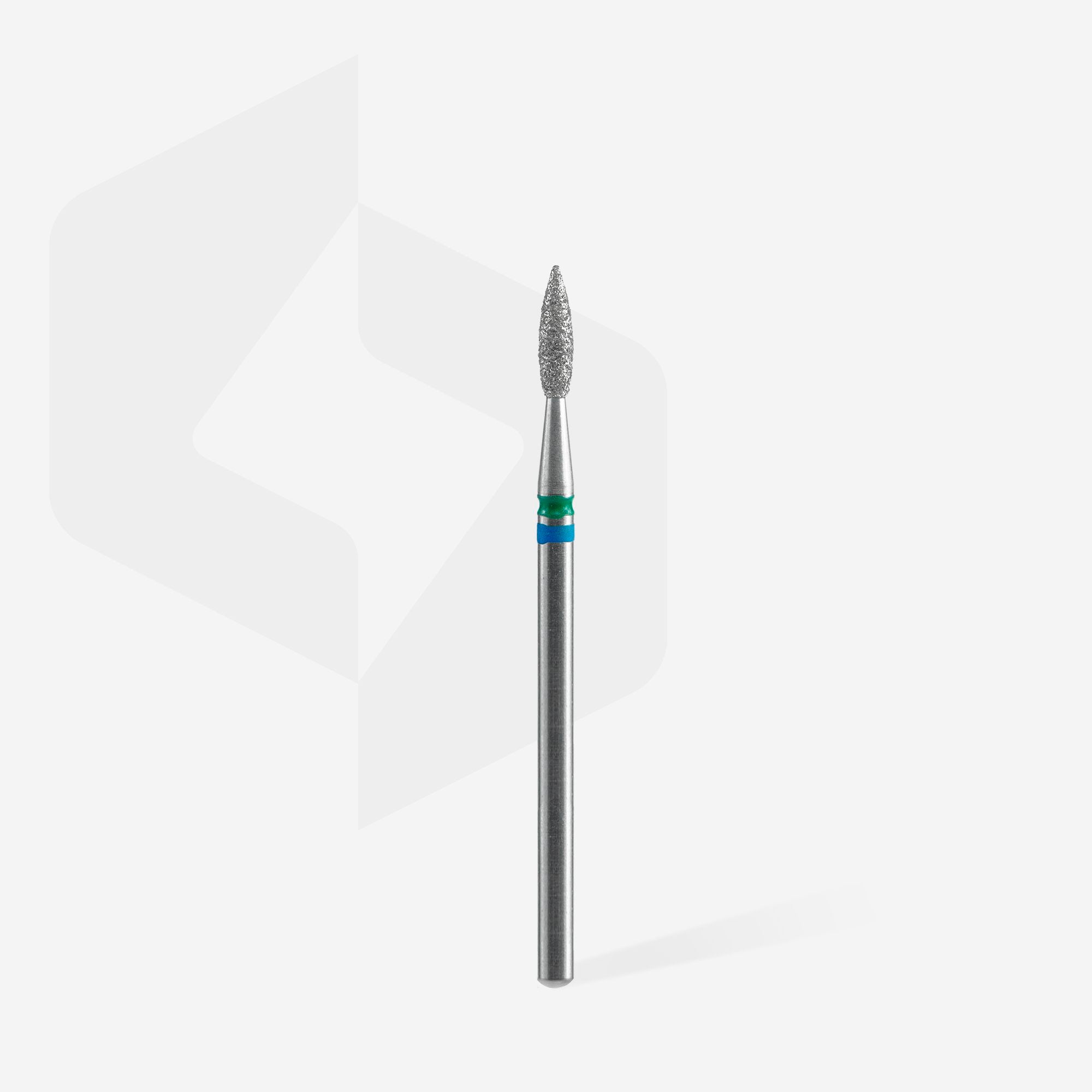 Staleks - Diamond nail drill bit DUO flame blue-green EXPERT head diameter 2,1 mm / working part 8 mm