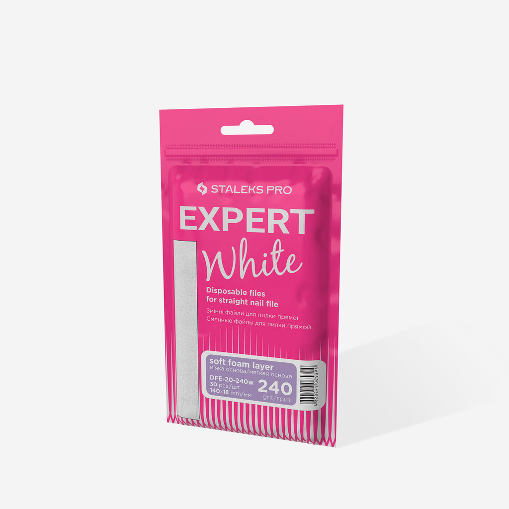 Staleks - Disposable white files for straight nail file on a soft foam layer EXPERT 20 240 grit (30 pcs)
